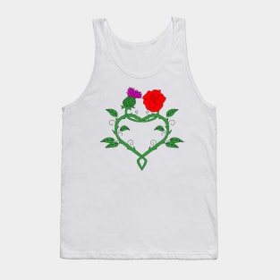 Celtic knotwork stems with red rose, thistle and heart Tank Top